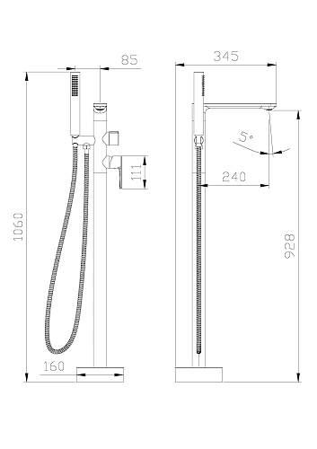 Смеситель для ванны CEZARES LUX-VDP-01 напольный, хром Смеситель для ванны CEZARES LUX-VDP-01 напольный, хром
