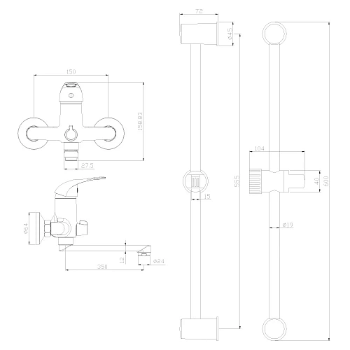 Комплект смесителей Rossinka SET35-82 2 в 1 Комплект смесителей Rossinka SET35-82 2 в 1