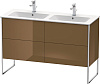 Картинка анонса товара «тумба под раковину duravit xsquare xs444906161 напольная 128 см коричнево-оливковый глянцевый»