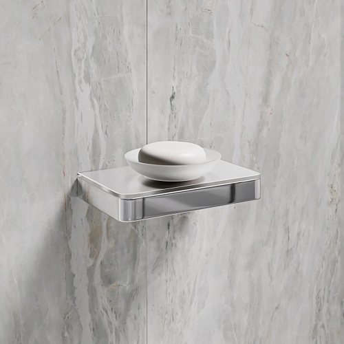 Мыльница Lemark GLASS LINE с держателем, хром/белое стекло 9741037 Мыльница Lemark GLASS LINE с держателем, хром/белое стекло 9741037