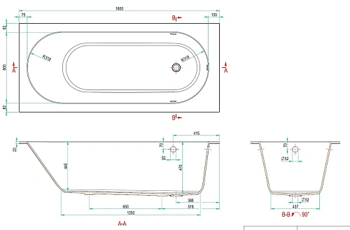 Ванна из искусственного камня Allen Brau Evo Oberon 180x80 2.3EV03.20 Ванна из искусственного камня Allen Brau Evo Oberon 180x80 2.3EV03.20