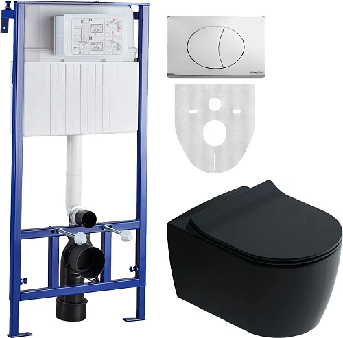 Комплект Унитаз подвесной STWORKI Ноттвиль SETK3104-2616 безободковый, с микролифтом, черный + Систе 587865 Комплект Унитаз подвесной STWORKI Ноттвиль SETK3104-2616 безободковый, с микролифтом, черный + Систе 587865