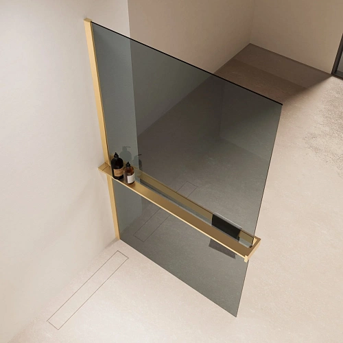 Душевая перегородка Vincea Walk-In VSW-1HR100MRG 1000x2000 матовый золотой, стекло зеркальное Душевая перегородка Vincea Walk-In VSW-1HR100MRG 1000x2000 матовый золотой, стекло зеркальное