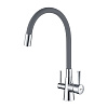 Картинка анонса товара «смеситель для кухни lemark comfort lm3075c-gray с гибким изливом, с подключением к фильтру, хром/серый»
