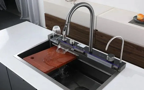 Кухонная мойка Ceruttispa GLORIA II CT10356 nano black серая из нержавеющей стали 750х460х230 Кухонная мойка Ceruttispa GLORIA II CT10356 nano black серая из нержавеющей стали 750х460х230