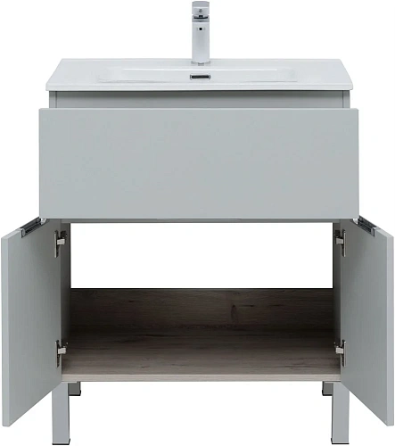 Тумба под раковину Aquanet Алвита New 70 1 ящик, 2 дверцы, серый 00303899 Тумба под раковину Aquanet Алвита New 70 1 ящик, 2 дверцы, серый 00303899