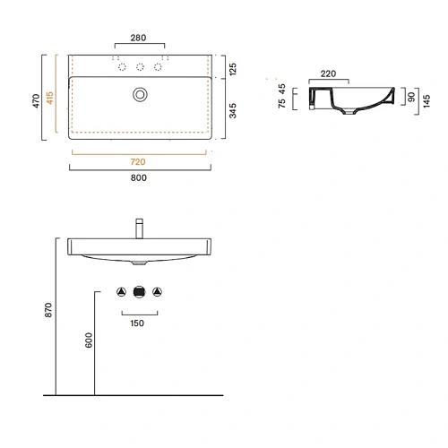 Раковина Catalano Green 0420800001 80x47, белый глянцевый Раковина Catalano Green 0420800001 80x47, белый глянцевый