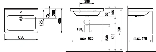 Раковина Jika Cubito 65x48 1 отверстие 8.1042.4.000.104.1 Раковина Jika Cubito 65x48 1 отверстие 8.1042.4.000.104.1