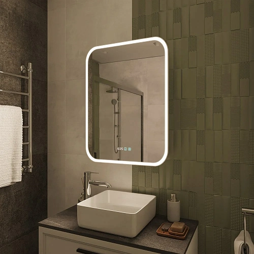 Зеркальный шкаф STWORKI Алта 60 см, с LED подсветкой и часами, смарт, прямоугольное, сенсорное управ 551041 Зеркальный шкаф STWORKI Алта 60 см, с LED подсветкой и часами, смарт, прямоугольное, сенсорное управ 551041