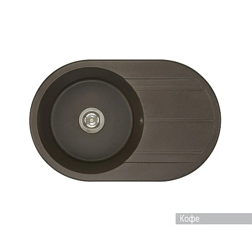 Кухонная мойка Aquaton Амира 1A712932AI280 из литого мрамора, круглая, с крылом кофе Кухонная мойка Aquaton Амира 1A712932AI280 из литого мрамора, круглая, с крылом кофе