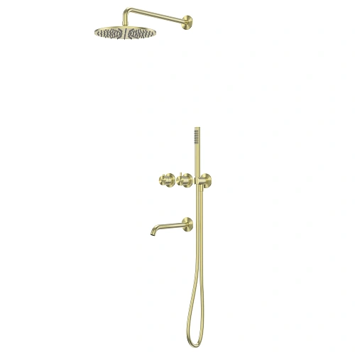 Душевая система ABBER Wasser Kreis 316 AF8150BG скрытого монтажа с изливом, термостат, золото брашированное Душевая система ABBER Wasser Kreis 316 AF8150BG скрытого монтажа с изливом, термостат, золото брашированное
