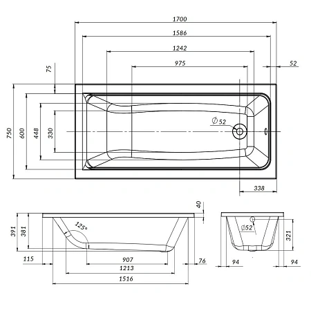 Каркас для ванны AM.PM Gem W90A-170-075W-R 170х75 Каркас для ванны AM.PM Gem W90A-170-075W-R 170х75