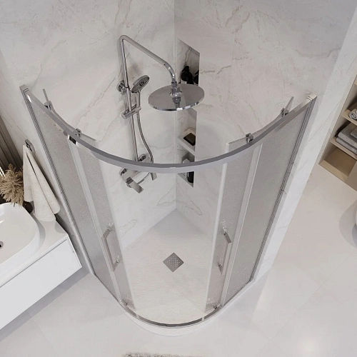 Душевой уголок GROSSMAN Cosmo 301.K33.02.9090.10.02 (90x90x195) полукруг,раздвижная,хром,стекло шиншилла Душевой уголок GROSSMAN Cosmo 301.K33.02.9090.10.02 (90x90x195) полукруг,раздвижная,хром,стекло шиншилла