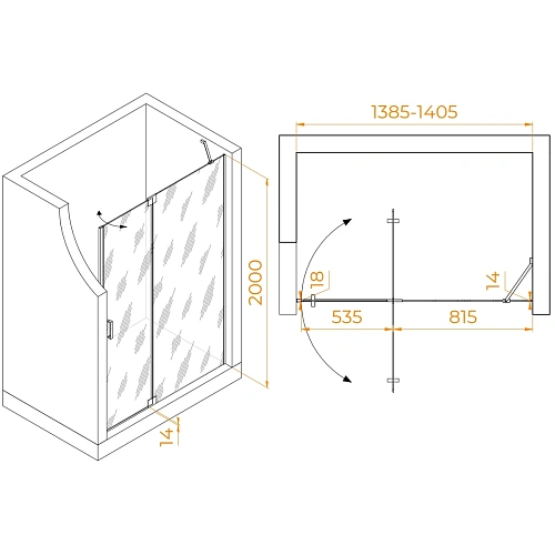 Душевая дверь RGW Hotel HO-014B 1400 мм Easy Clean черный 350601414-14 Душевая дверь RGW Hotel HO-014B 1400 мм Easy Clean черный 350601414-14