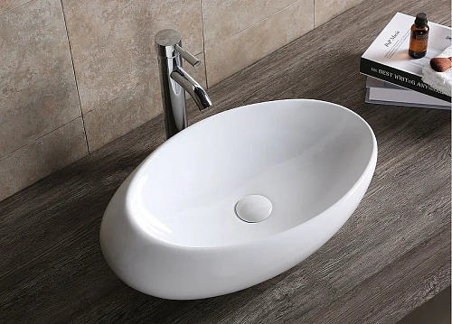 Раковина CeruttispaCR0058C 580х370х140 накладная, белая, смещенный овал Раковина CeruttispaCR0058C 580х370х140 накладная, белая, смещенный овал