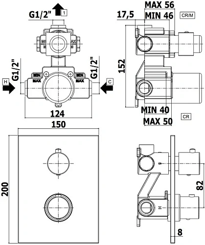 Смеситель для душа Paffoni Light LIQ513CR (с внутренней частью) Смеситель для душа Paffoni Light LIQ513CR (с внутренней частью)