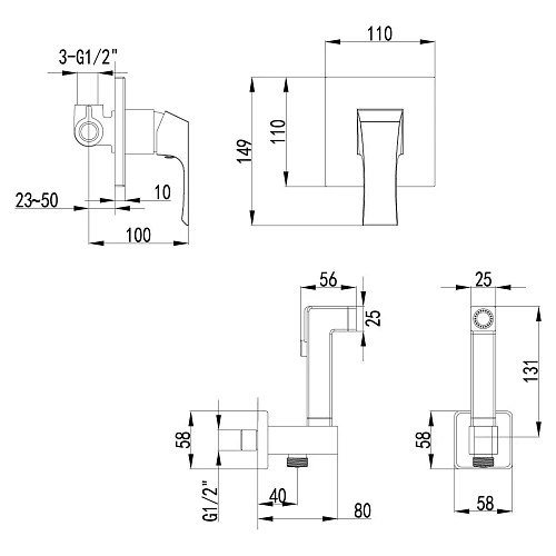 Гигиенический душ Lemark Unit LM4519C, встраиваемый, хром Гигиенический душ Lemark Unit LM4519C, встраиваемый, хром