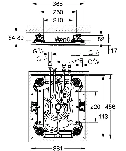 Верхний душ GROHE Rainshower F-series 381x456 мм, хром (27939001) Верхний душ GROHE Rainshower F-series 381x456 мм, хром (27939001)