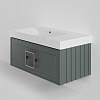 Тумба с раковиной La Fenice Cubo Grigio 90 NFNC-01-CUB-G-90-1-90L серо-зеленая матовая, ручка хром