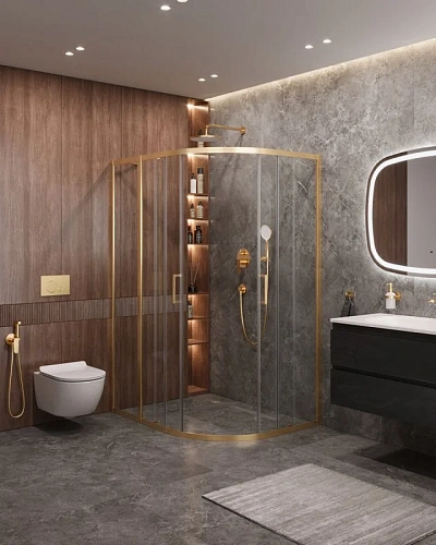 Душевой уголок CEZARES MOLVENO-RH-2-120/100-C-BORO-IV цвет профиля брашированное золото стекло прозрачное 1200x1000 мм Душевой уголок CEZARES MOLVENO-RH-2-120/100-C-BORO-IV цвет профиля брашированное золото стекло прозрачное 1200x1000 мм
