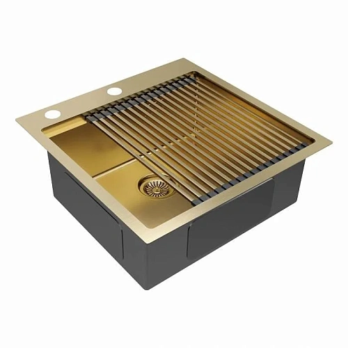 Кухонная мойка Paulmark KRONER-PRO 51 с ролл-матом PRO в цвет мойки, PM705151-BG+R405-BG Кухонная мойка Paulmark KRONER-PRO 51 с ролл-матом PRO в цвет мойки, PM705151-BG+R405-BG