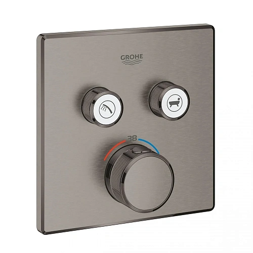 Смеситель для ванны Grohe Grohtherm SmartControl, квадратная розетка, термостатический, 2 кнопки упр 29124AL0 Смеситель для ванны Grohe Grohtherm SmartControl, квадратная розетка, термостатический, 2 кнопки упр 29124AL0