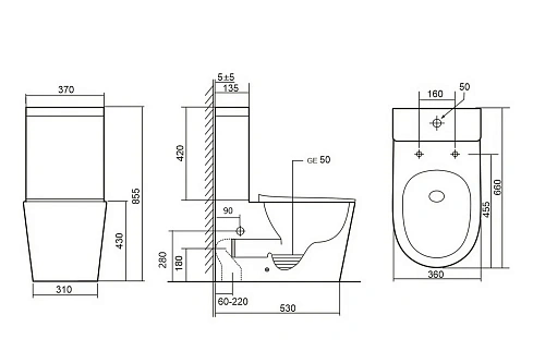 Унитаз напольный ABBER Bequem AC1112T компакт белый, безободковый, смыв торнадо Унитаз напольный ABBER Bequem AC1112T компакт белый, безободковый, смыв торнадо