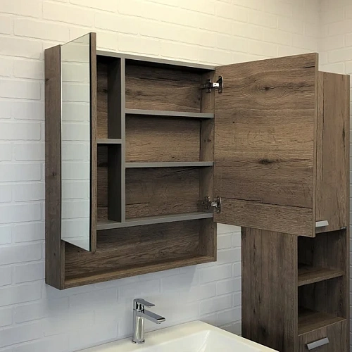 Зеркальный шкаф Comforty Никосия 70 00-00008851 дуб темный Зеркальный шкаф Comforty Никосия 70 00-00008851 дуб темный