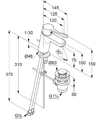 Смеситель для раковины Kludi Pure&Easy 372840565 Смеситель для раковины Kludi Pure&Easy 372840565