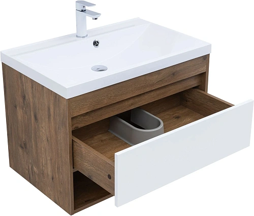 Тумба под раковину Aquanet Тренд 75 00345118 дуб рустикальный/белый сатин Тумба под раковину Aquanet Тренд 75 00345118 дуб рустикальный/белый сатин