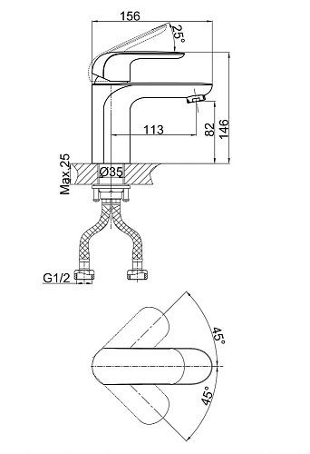 Смеситель для раковины D&K Venice Gondola DA1022118, черный Смеситель для раковины D&K Venice Gondola DA1022118, черный