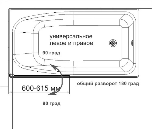Шторка на ванну DIWO Коломна 4GW005 распашная, 60x150 507485 Шторка на ванну DIWO Коломна 4GW005 распашная, 60x150 507485