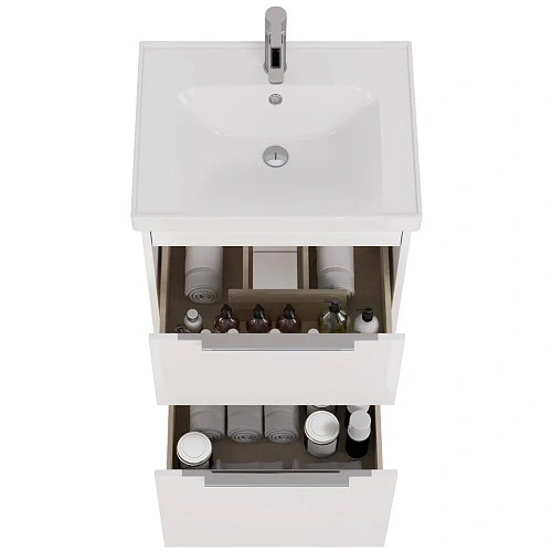 Тумба под раковину DREJA PRIME, 60 см, подвесная/напольная, 2 ящика, белый глянец 99.9300 Тумба под раковину DREJA PRIME, 60 см, подвесная/напольная, 2 ящика, белый глянец 99.9300