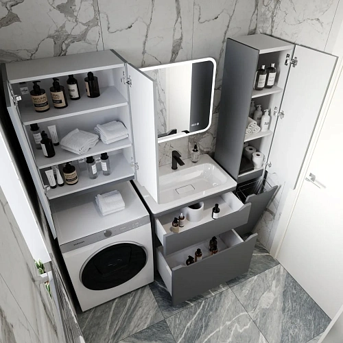 Тумба под раковину Style Line Марелла 70 Люкс антискрейтч серый, PLUS напольная СС-00002400 Тумба под раковину Style Line Марелла 70 Люкс антискрейтч серый, PLUS напольная СС-00002400