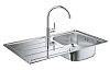 Картинка анонса товара «кухонная мойка grohe bau edge k200 45 -s 86/50 1.0 со смесителем для кухни (31562sd0)»