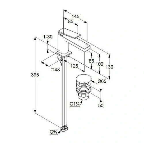 Смеситель для раковины Kludi DECUS 54267N275 оружейная сталь Смеситель для раковины Kludi DECUS 54267N275 оружейная сталь