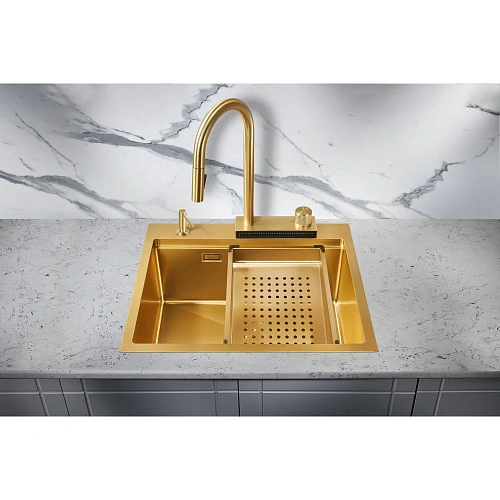 Кухонная мойка Milacio Denia 57 Steel (MC.77408) золото Кухонная мойка Milacio Denia 57 Steel (MC.77408) золото