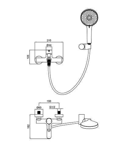 Смеситель для ванны Wonzon & Woghand SOLO темный графит (WW-639032-1-BGM) Смеситель для ванны Wonzon & Woghand SOLO темный графит (WW-639032-1-BGM)