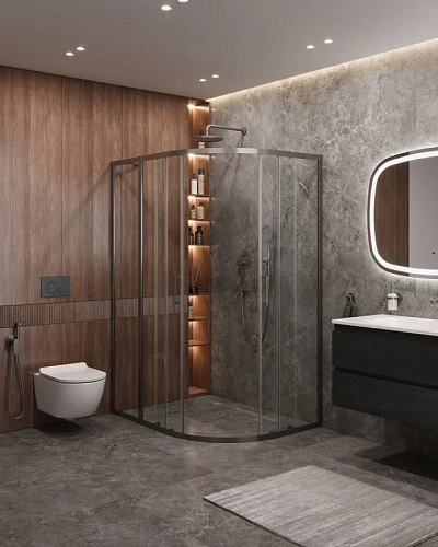 Душевой уголок CEZARES MOLVENO-RH-2-120/100-C-GM-IV цвет профиля оружейная сталь стекло прозрачное 1200x1000 мм Душевой уголок CEZARES MOLVENO-RH-2-120/100-C-GM-IV цвет профиля оружейная сталь стекло прозрачное 1200x1000 мм