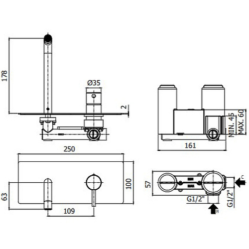 Смеситель для раковины Paffoni Light LIG105CR с внутренней частью, хром Смеситель для раковины Paffoni Light LIG105CR с внутренней частью, хром
