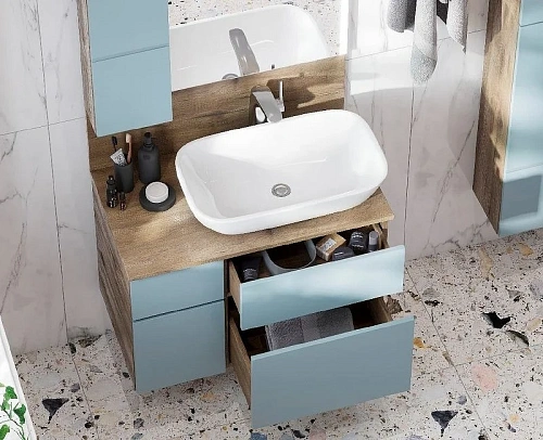 Тумба под раковину Aquaton Мишель 100 со столешницей, дуб рустикальный, фьорд 1A244101MIX30 Тумба под раковину Aquaton Мишель 100 со столешницей, дуб рустикальный, фьорд 1A244101MIX30