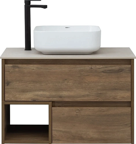 Тумба с раковиной STWORKI Карлстад 75 дуб рустикальный, простоун беж, с отверстием для смесителя в с 425257 Тумба с раковиной STWORKI Карлстад 75 дуб рустикальный, простоун беж, с отверстием для смесителя в с 425257