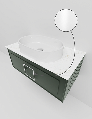 Тумба под раковину La Fenice Cubo Grigio 80 NFNC-01-CUB-G-90-2-GG серо-зеленая матовая с белой ручкой и белой столешницей Тумба под раковину La Fenice Cubo Grigio 80 NFNC-01-CUB-G-90-2-GG серо-зеленая матовая с белой ручкой и белой столешницей