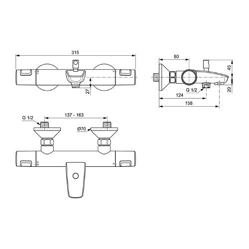 Комплект смесителей Ideal Standard CERATHERM T25 BC984AA Комплект смесителей Ideal Standard CERATHERM T25 BC984AA