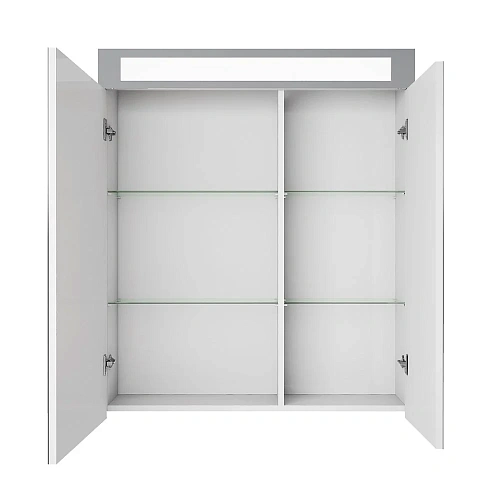 Зеркальный шкаф DREJA UNI, 70 см, 2 дверцы, 4 стеклянные полки, с подсветкой и выключателем, белый 9 99.9002 Зеркальный шкаф DREJA UNI, 70 см, 2 дверцы, 4 стеклянные полки, с подсветкой и выключателем, белый 9 99.9002