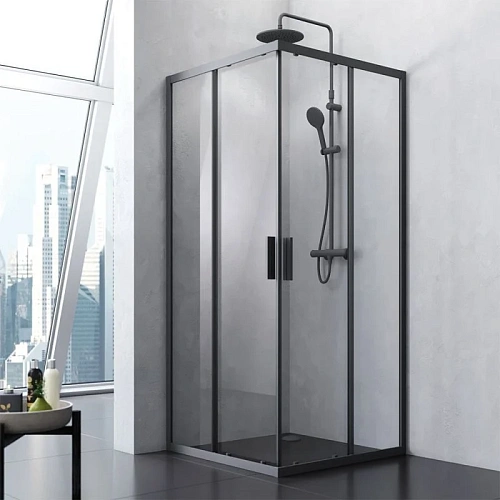 Душевой уголок AM.PM Gem S W93G-403-090BT S Slide 90x90 стекло прозрачное, профиль черный матовый Душевой уголок AM.PM Gem S W93G-403-090BT S Slide 90x90 стекло прозрачное, профиль черный матовый