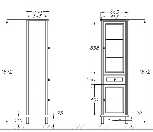 Шкаф-пенал Opadiris Омега, белый матовый, левый, 2 вар. 00-00007360 Шкаф-пенал Opadiris Омега, белый матовый, левый, 2 вар. 00-00007360