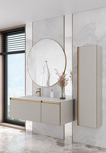 Тумба под раковину Armadi Art QUATRO 1 100CM CASHMERE профиль MATT GOLD 790-M1-100-CM-MG Кашемир матовый Тумба под раковину Armadi Art QUATRO 1 100CM CASHMERE профиль MATT GOLD 790-M1-100-CM-MG Кашемир матовый
