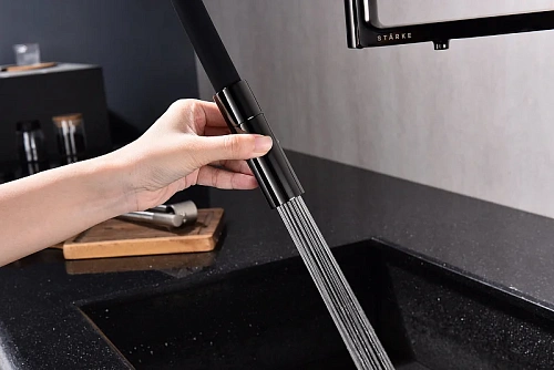 Смеситель для кухни Paulmark Tornado глянцевый черный To213402-GB Смеситель для кухни Paulmark Tornado глянцевый черный To213402-GB