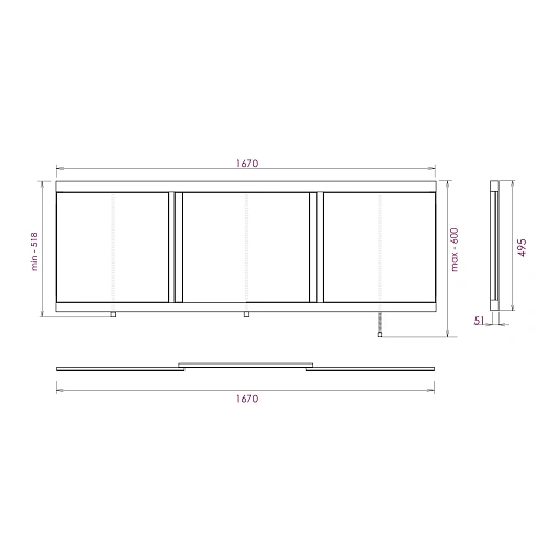 Экран для ванны фронтальный Onika Одио Нова 170 см 517018 белый Экран для ванны фронтальный Onika Одио Нова 170 см 517018 белый